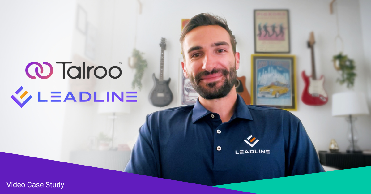 A cover photo for a testimonial video from Talroo partner Leadline